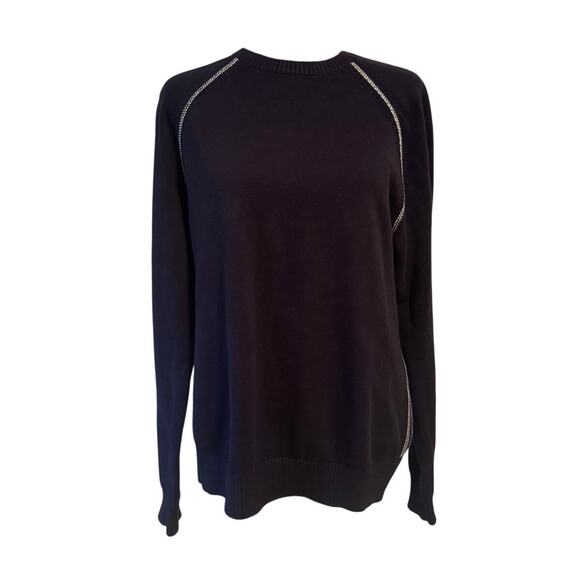TOMMY HILFIGER Navy Crewneck Cotton Sweater Size Medium - Picture 1 of 6